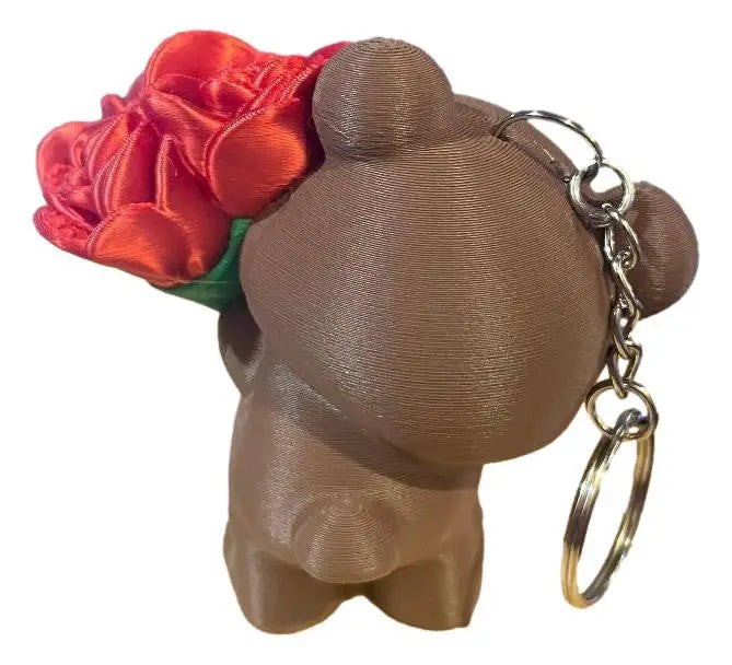 Rose Bear Keychain | Cute Valentine Bear with Flowers Keychain Gift Bag Charm - Other