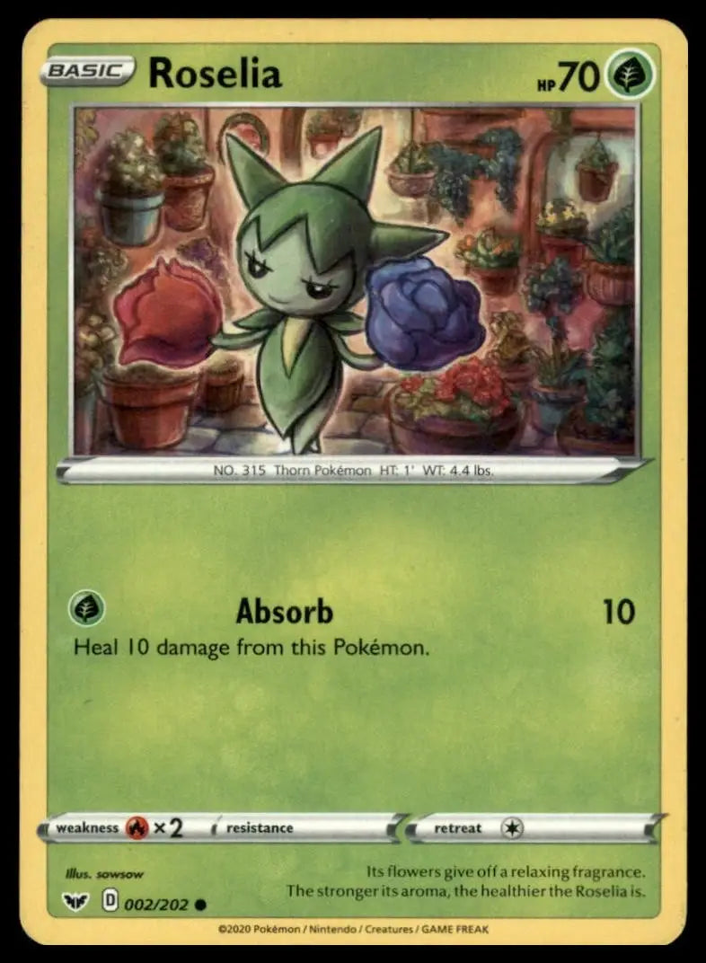 Roselia 002/202 Swsh01: Sword & Shield Regular Pokemon - Pokémon Card Single