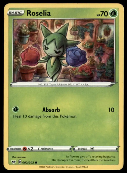 Roselia 002/202 Swsh01: Sword & Shield Regular Pokemon - Pokémon Card Single