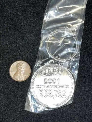 Silver Expresso Liberia 2001 attendance token from Round Rock Express key chain fob
