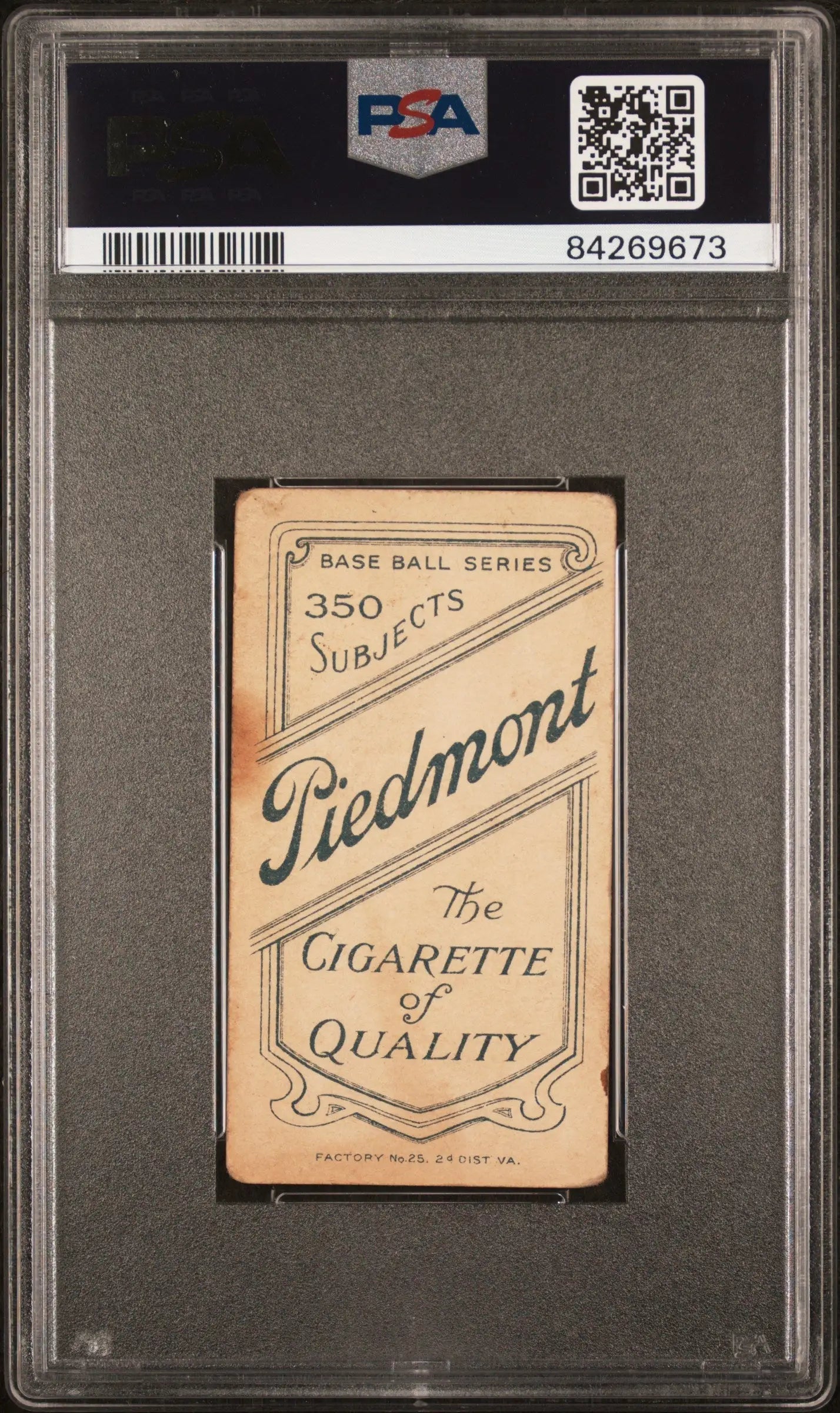 Roy Brashear 1909-11 T206 Piedmont 350 trading card in protective PSA grading case