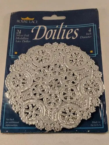 Royal Lace 4’’ silver medallion doilies 24ct - General Merchandise