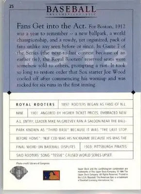 Royal Rooters - 1994 Upper Deck Baseball: The American Epic - #25 - Baseball - Baseball Card Single
