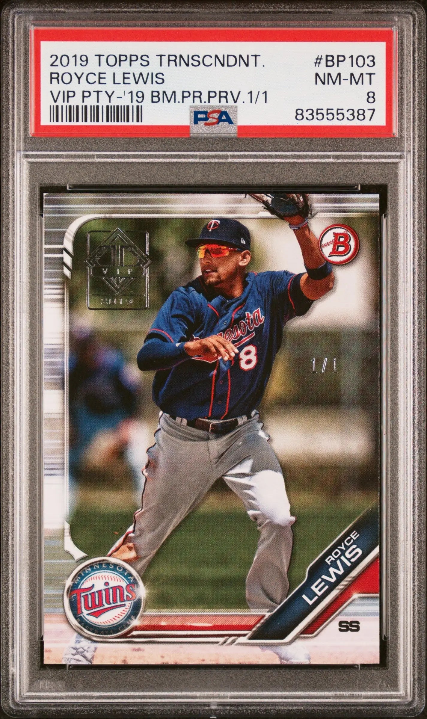 Royce Lewis 2019 Topps Transcendent VIP Bowman 1/1 PSA 8 NM-MINT - Baseball Card Single