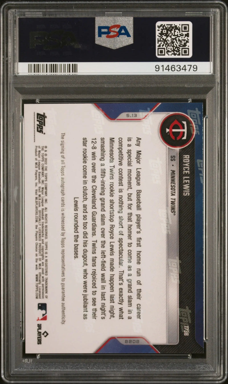 Graded Royce Lewis 2022 Topps Now 173B Blue Auto card PSA 10 Gem Mint