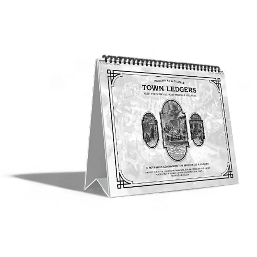Desk calendar with vintage illustrations for RPG Worlds at a Glance Town Ledger, perfect for Dungeon Masters