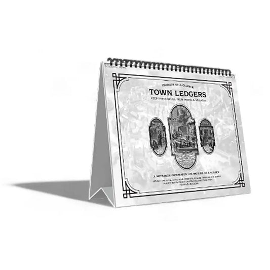 Desk calendar with vintage illustrations for RPG Worlds at a Glance Town Ledger, perfect for Dungeon Masters