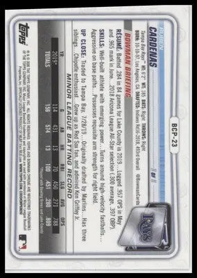 Ruben Cardenas 2020 Bowman Chrome Prospects #BCP-23 Tampa Bay Rays - Baseball Card Single