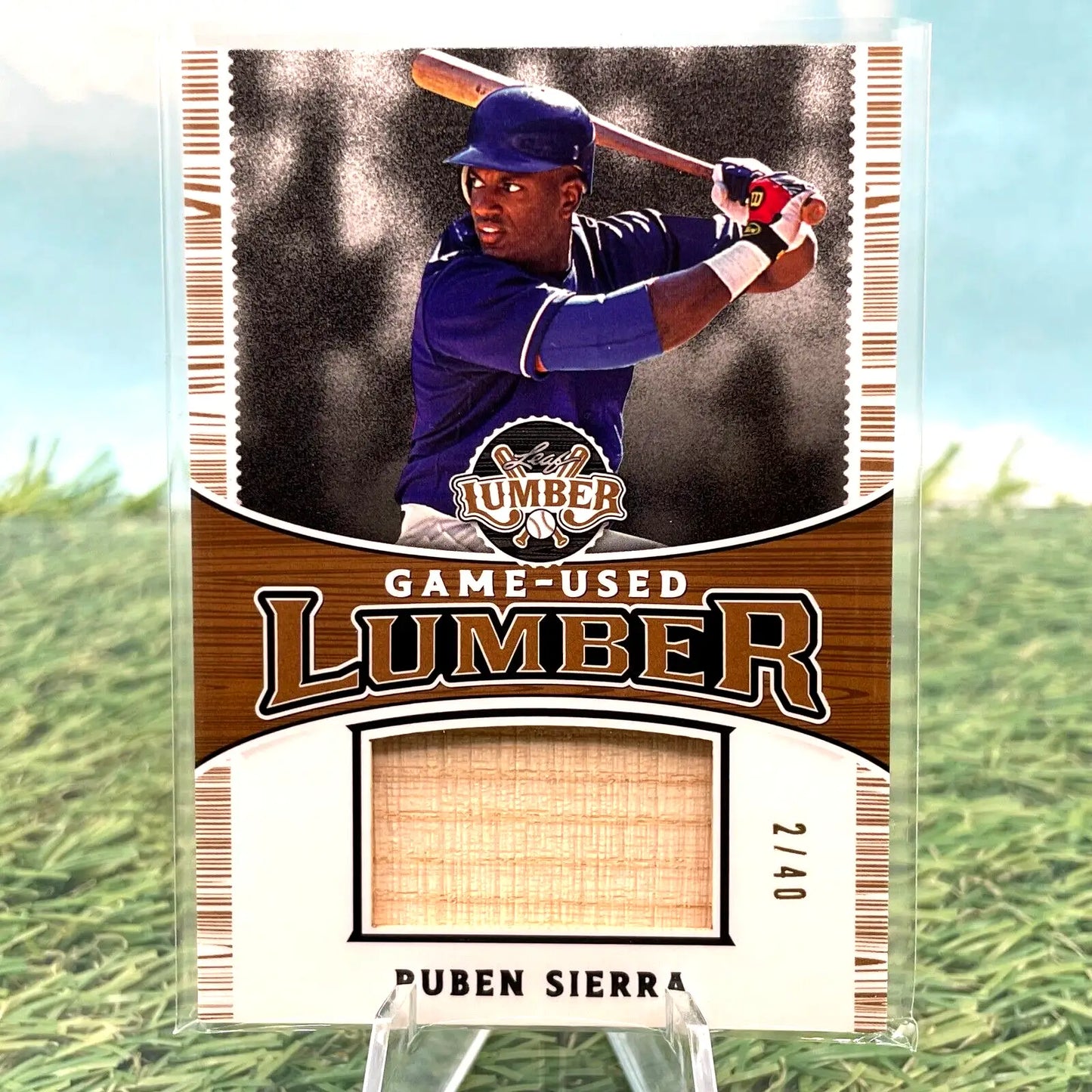 Ruben Sierra Game Used Lumber Baseball Card Bat Relic from 2024 Leaf Lumber Trading