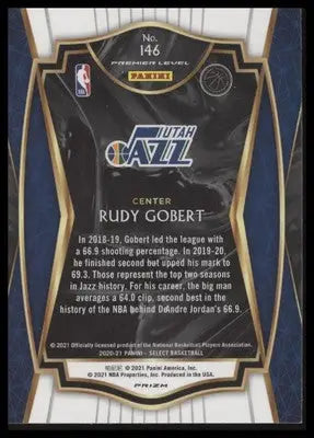 Rudy Gobert 2020-21 Panini Select Green White Purple #146 Utah Jazz - Basketball Card Single