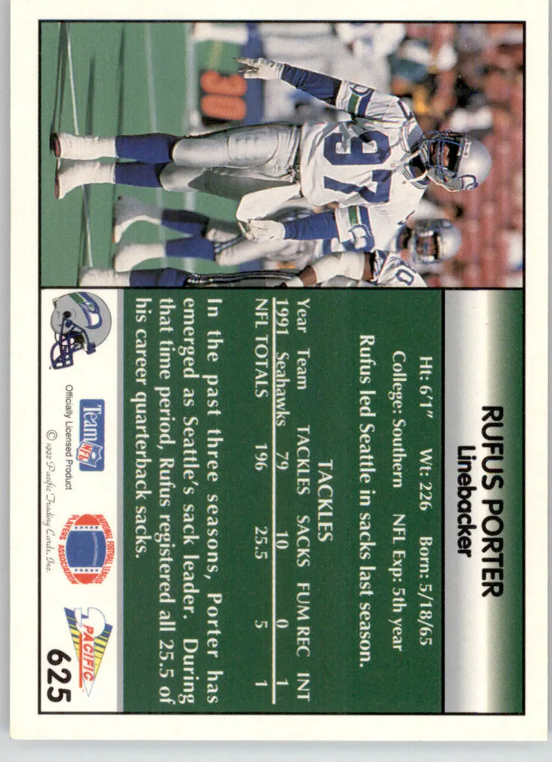 Rufus Porter - 1992 Pacific - #625 - Football
