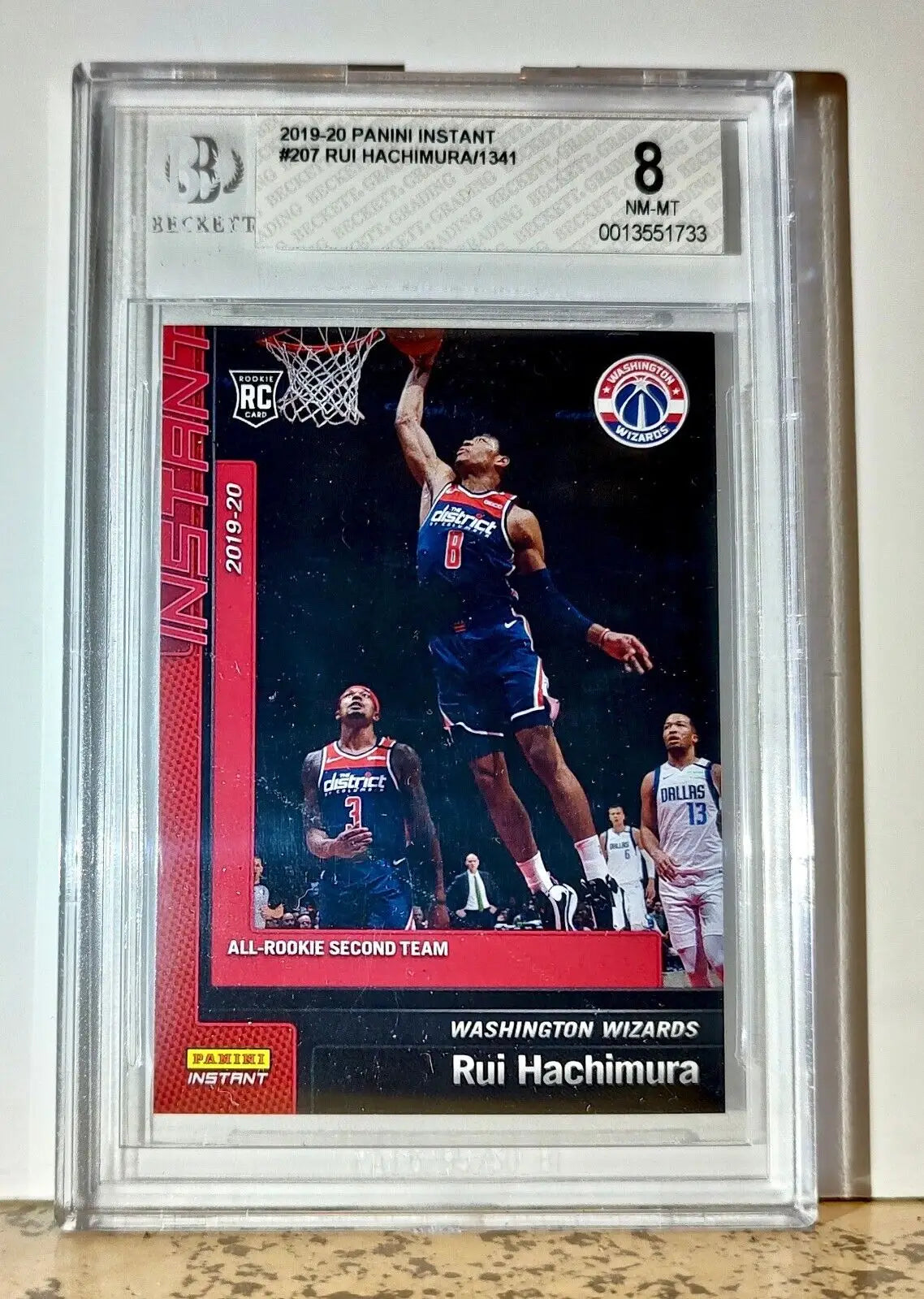 Rui Hachimura 2019-20 Panini NBA #207 Rookie 1 of 1341 BGS 8 Washington Wizards - Basketball Card Single