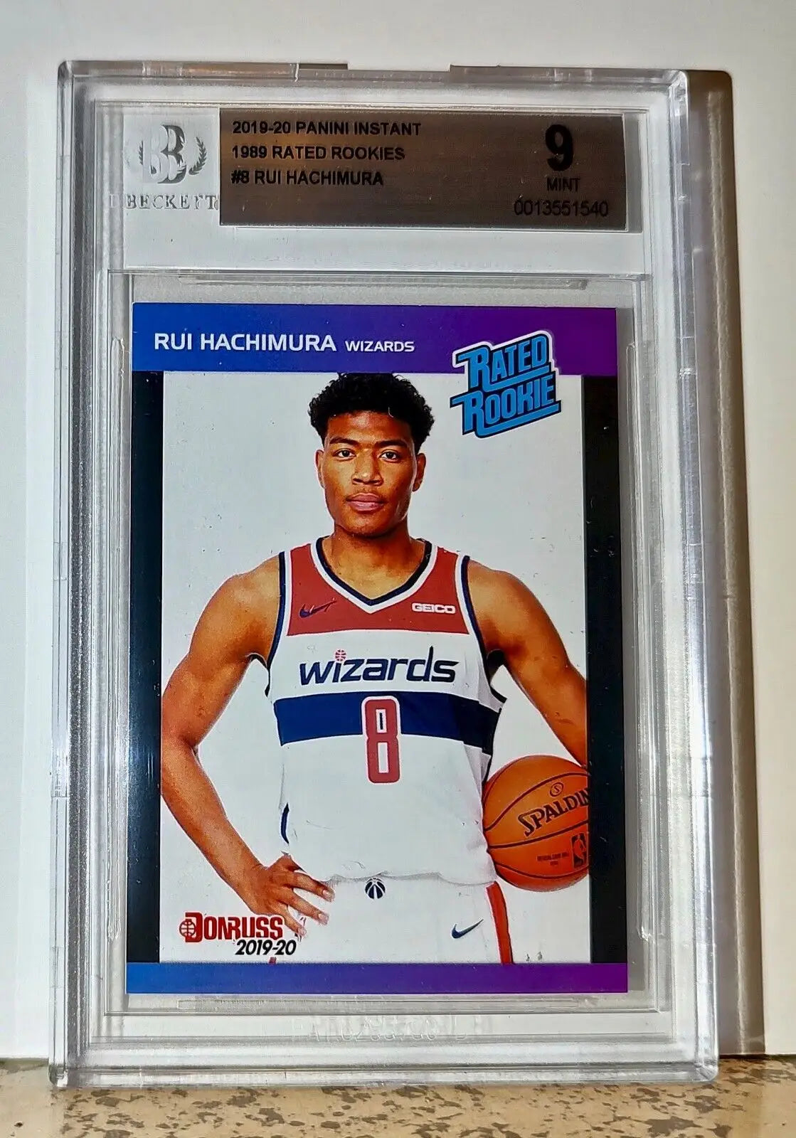 Rui Hachimura 2019-20 Panini NBA #8 1989 Rated Rookies 1/3431 BGS 9 Wizards - Basketball Card Single