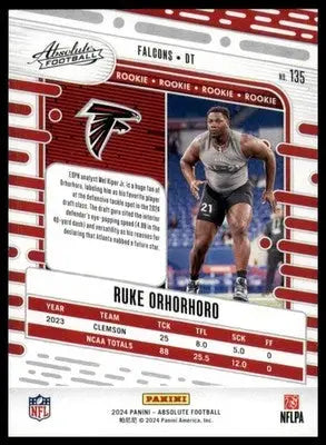 Ruke Orhorhoro Rookie 2024 Panini Absolute Retail #135 Atlanta Falcons