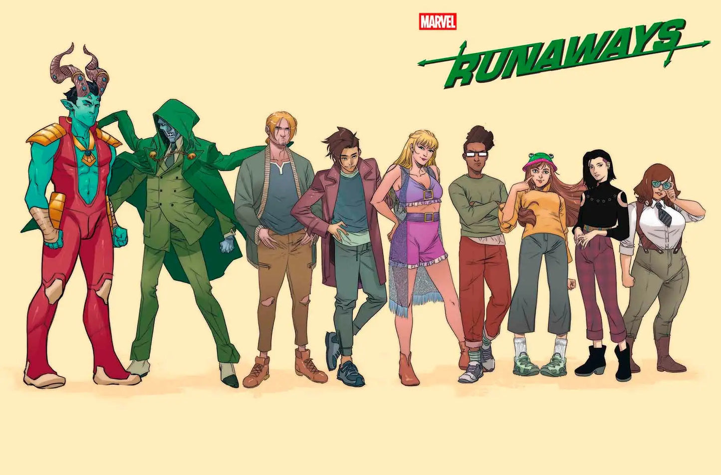 Marvels Runaways comic book cover featuring artist Elena Casagrande’s wraparound variant design