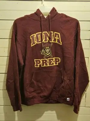 Russell Athletic Hoodie Mens M Iona Prep Vikings Maroon Pullover Hooded Vintage - Apparel