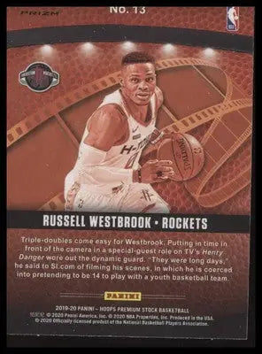 Russell Westbrook 2019-20 Hoops Premium Lights Camera Action Holo #13 Rockets - Basketball Card Single
