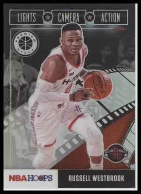 Russell Westbrook 2019-20 Hoops Premium Lights Camera Action Holo #13 Rockets - Basketball Card Single