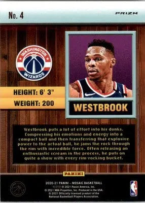 Russell Westbrook - 2020-21 Panini Mosaic - #4 - Jam Masters Mosaic Basketball - Basketball Card Single