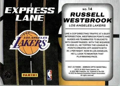 Russell Westbrook - 2021-22 Donruss Optic - #14 - Express Lane Basketball - Basketball Card Single