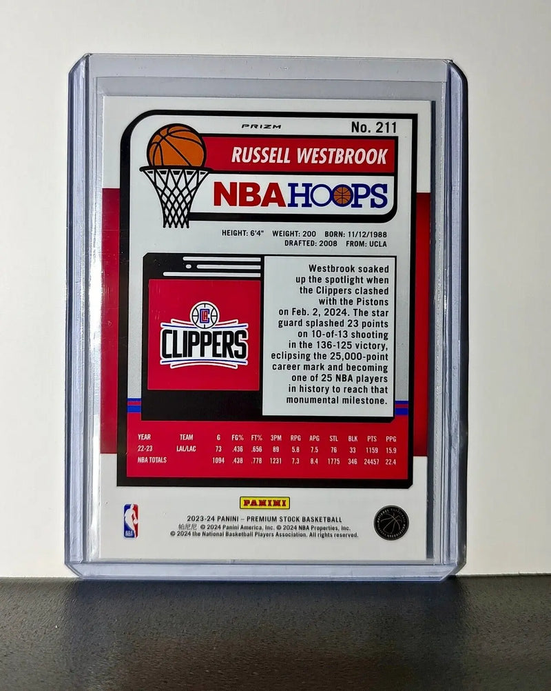 Russell Westbrook 2023-24 Panini Premium NBA Hoops #211 Pulsar Prizm Clippers - Basketball Card Single