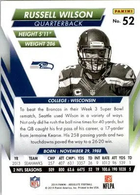 Russell Wilson - 2014 Panini Absolute - #52 - Retail Football - Football Card Single