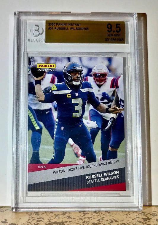 Russell Wilson 2020 Panini NFL #37 Football Card 1 of 165 BGS 9.5 Gem Seahawks - Football Card Single