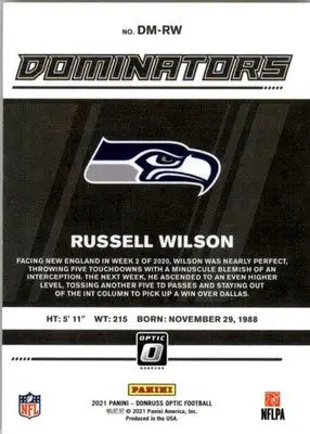 Russell Wilson - 2021 Donruss Optic - #DM-RW - Dominators Football - Football Card Single
