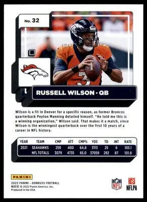 Russell Wilson 2022 Donruss #32 Denver Broncos - Football Card Single