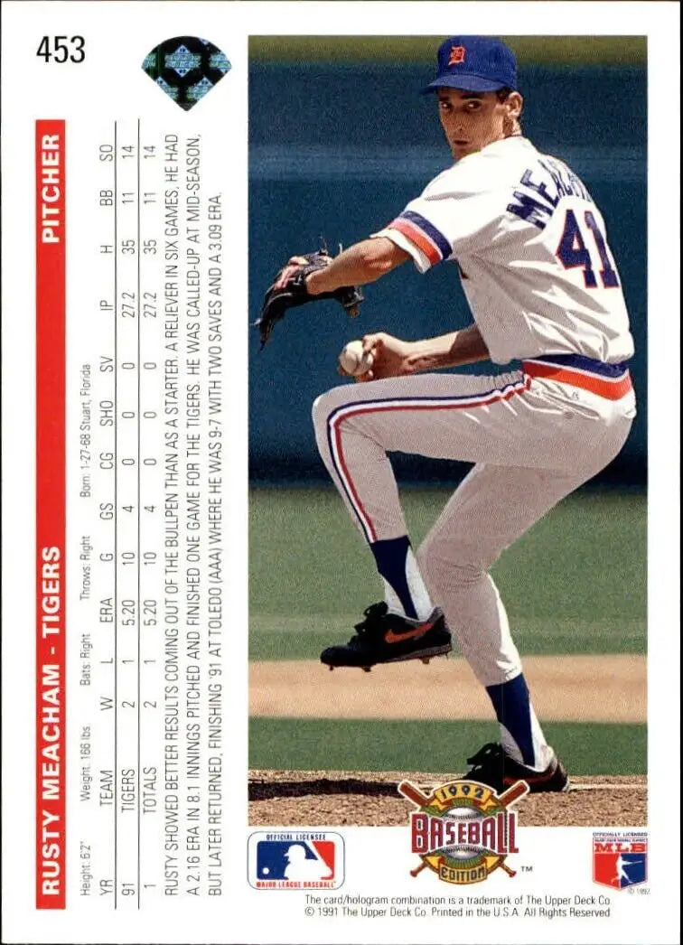 Rusty Meacham 1992 Upper Deck MLB #453 Baseball Card Detroit Tigers - Baseball Card Single
