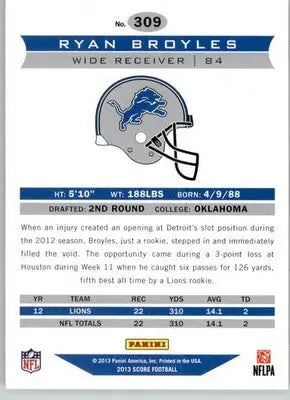 Ryan Broyles - 2013 Score - #309 - Football - Football Card Single