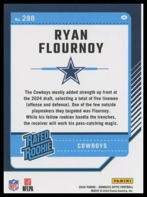 Ryan Flournoy Rookie 2024 Donruss Optic #288 Dallas Cowboys