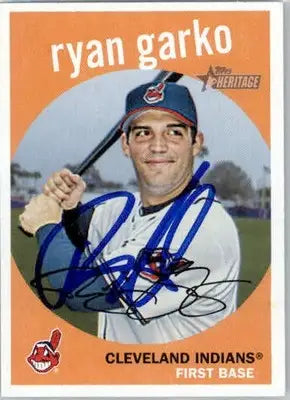 Ryan Garko - 2008 Topps Heritage - #115 - AUTO Baseball - Baseball Card Single