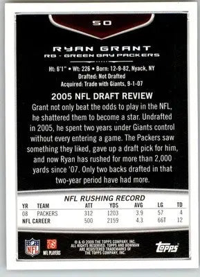 Ryan Grant - 2009 Bowman Draft Picks - #50 - Football - Football Card Single