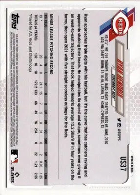 Ryan Hendrix Rookie 2021 Topps Update #US37 Cincinnati Reds - Baseball Card Single