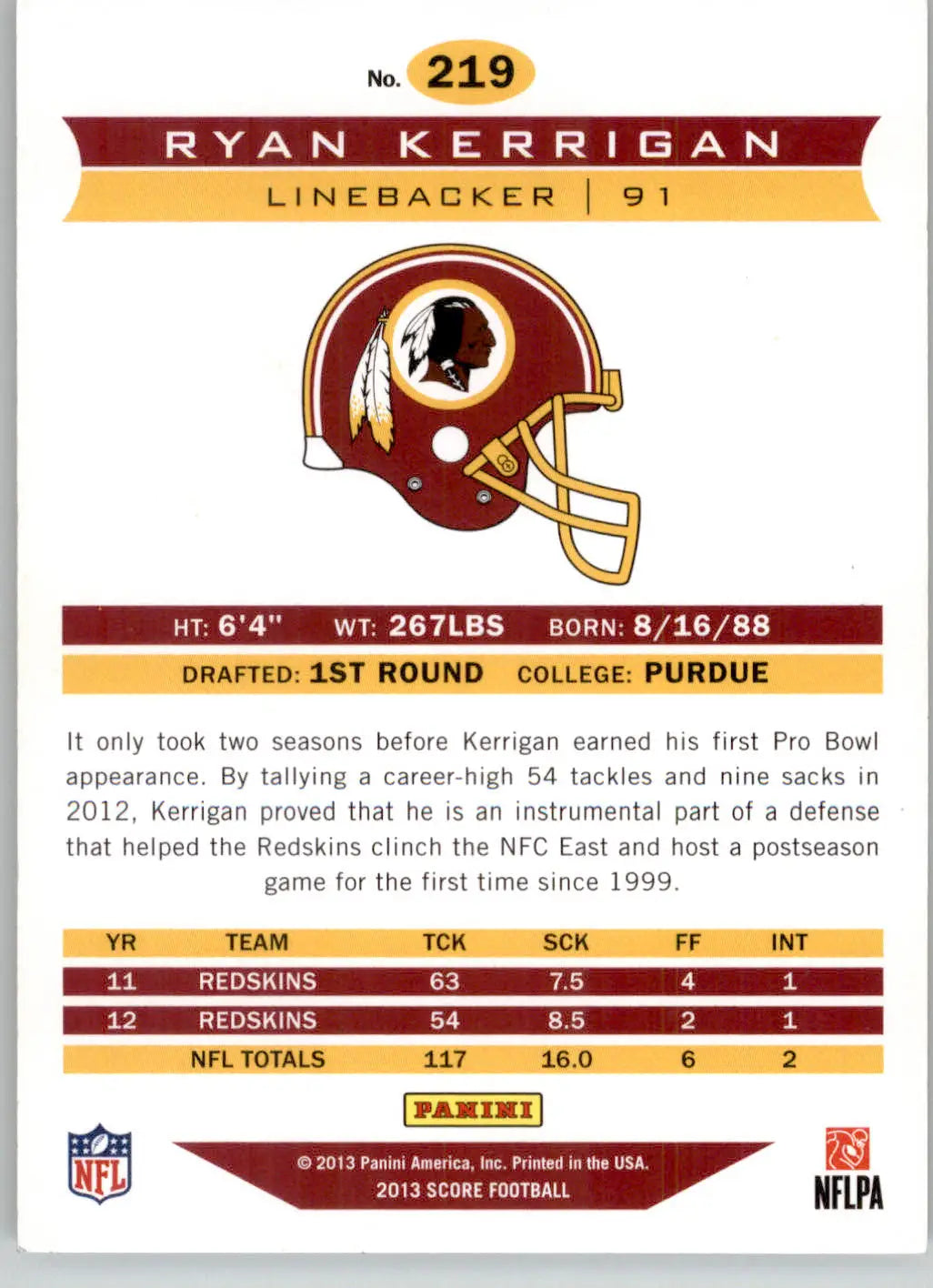 Ryan Kerrigan - 2013 Score - #219 - Football - Football Card Single