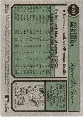 Ryan McKenna - 2023 Topps Heritage - #676 - Baseball - Baseball Card Single