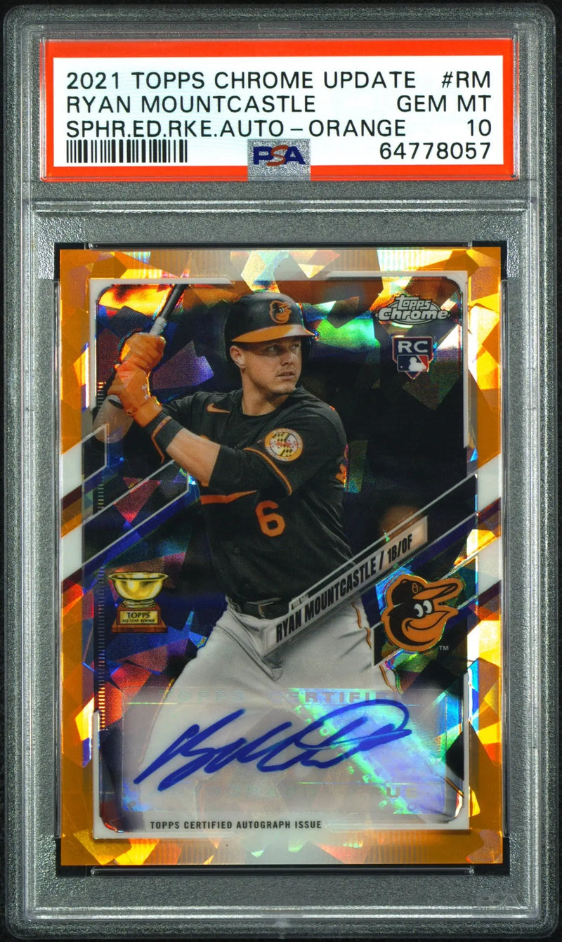 Ryan Mountcastle 2021 Topps Chrome Update Sapphire Orange autographed card PSA 10
