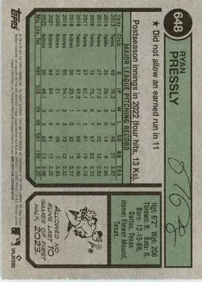 Ryan Pressly - 2023 Topps Heritage - #648 - Baseball - Baseball Card Single