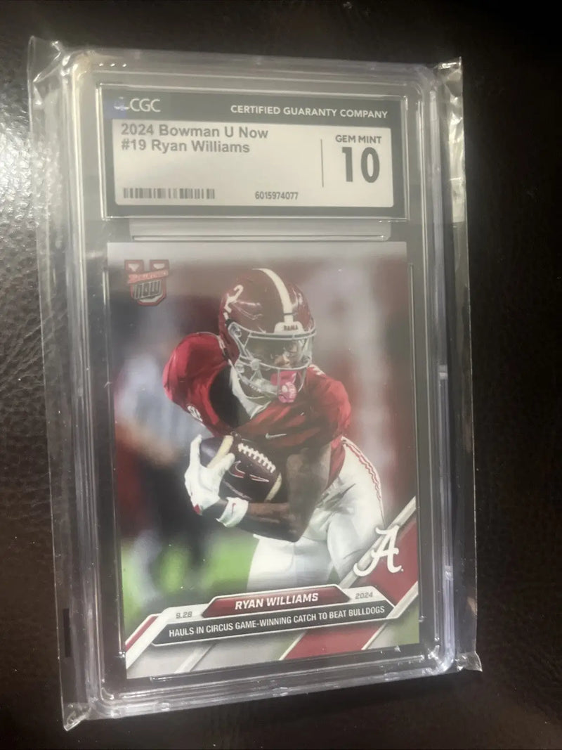 Ryan Williams 2024 Bowman U Now #19 Alabama Rookie Graded CGC 10 Gem - Football Card Single