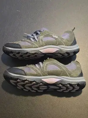 Ryka Sneakers Womens 6W Olive Gray Lace Up Walking Hiking Athletic Comfort Shoes - Apparel