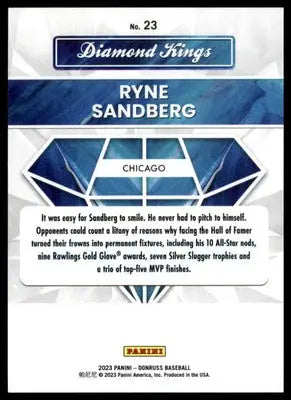 Ryne Sandberg 2023 Donruss Diamond Kings #23 Chicago Cubs - Baseball Card Single