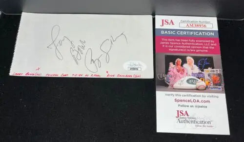 Autographed RYNE SANDBERG Larry BOWA Chicago Cubs Dual Signed Cut Signature JSA Auto