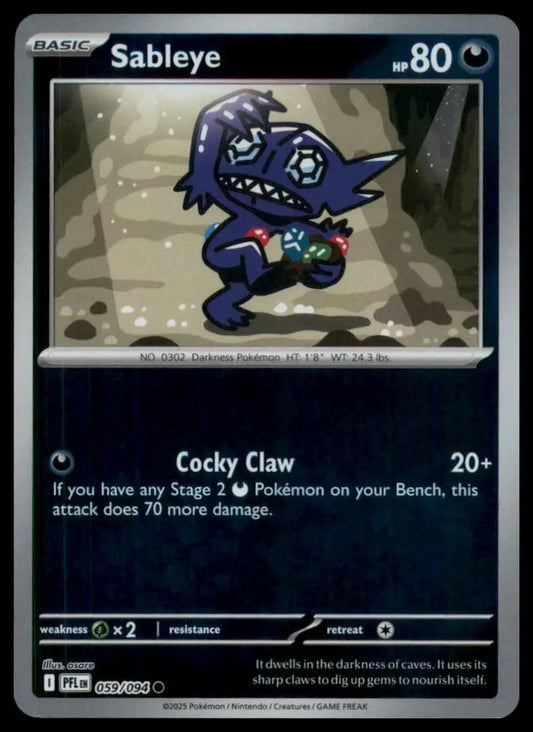 Sableye 059/094 Me02: Phantasmal Flames Reverse Holo Pokemon - Pokémon Card Single