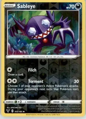 Sableye - SWSH04: Vivid Voltage - 105/185 - Reverse Holo LP - Pokémon Card Single