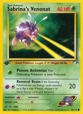 Sabrina’s Venonat - Gym Heroes - 96/132 - Unlimited HP Pokemon - Pokémon Card Single