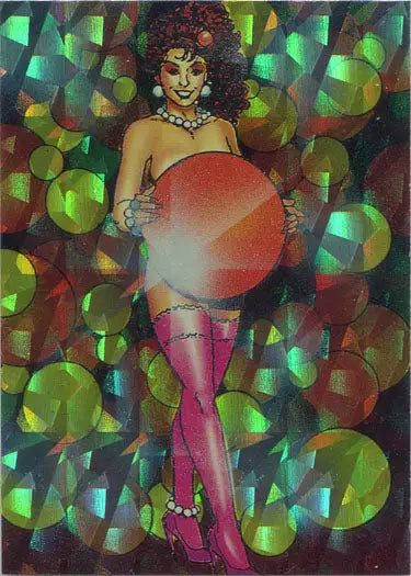 Glamorous performer with red ball in sparkling attire for Prism Chase Card P5 Lotsa Balls