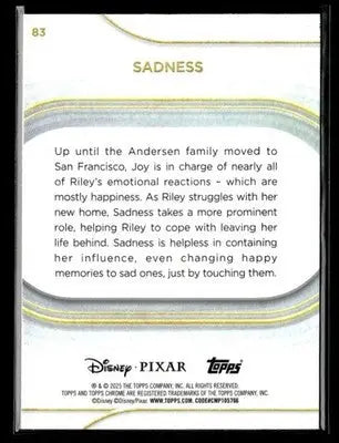 🌟 Sadness, 2025 Topps Chrome Disney #83 🌟 - Non-Sports Card Single