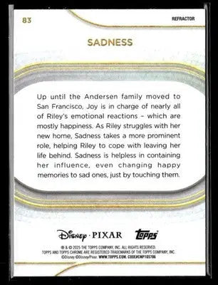 🌟 Sadness, 2025 Topps Chrome Disney Refractor #83 🌟 - Non-Sports Card Single