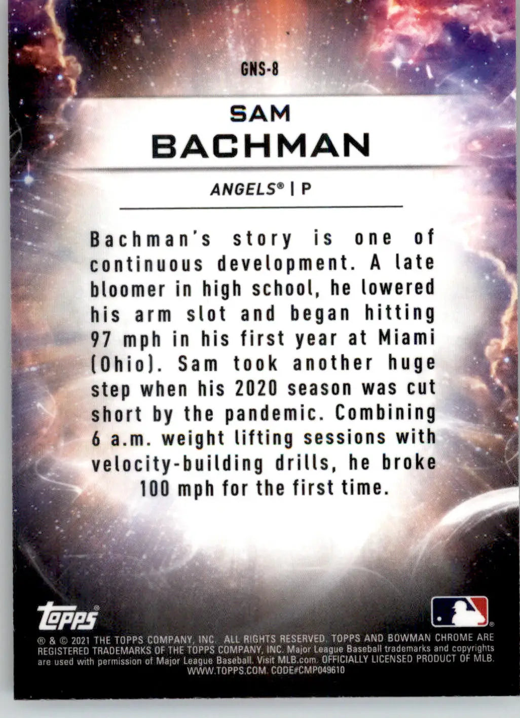 Sam Bachman - 2021 Bowman Draft - #GNS-8 - Genesis Baseball - Baseball Card Single